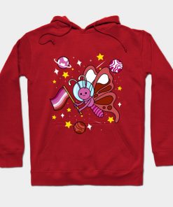 Lesbian Hoodies - Lesbian Butterfly In Space Lesbian Pride Hoodie TP1503 3 - Lesbian Flag Lesbian Butterfly In Space Lesbian Pride