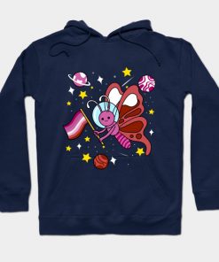 Lesbian Hoodies - Lesbian Butterfly In Space Lesbian Pride Hoodie TP1503 5 - Lesbian Flag Lesbian Butterfly In Space Lesbian Pride