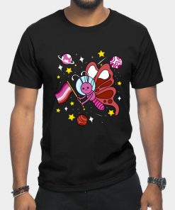 Lesbian T-Shirts - Lesbian Butterfly In Space Lesbian Pride T-Shirt TP1503 8 - Lesbian Flag Lesbian Butterfly In Space Lesbian Pride