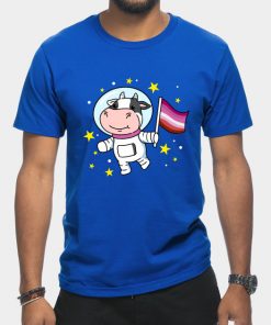 Lesbian T-Shirts - Lesbian Cow In Space Lesbian T-Shirt TP1503 10 - Lesbian Flag Lesbian Cow In Space Lesbian
