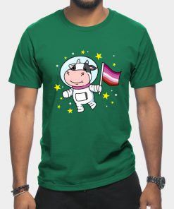Lesbian T-Shirts - Lesbian Cow In Space Lesbian T-Shirt TP1503 11 - Lesbian Flag Lesbian Cow In Space Lesbian