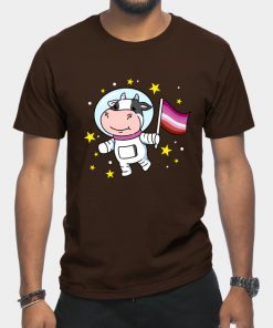 Lesbian T-Shirts - Lesbian Cow In Space Lesbian T-Shirt TP1503 12 - Lesbian Flag Lesbian Cow In Space Lesbian