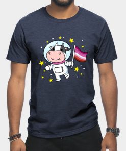 Lesbian T-Shirts - Lesbian Cow In Space Lesbian T-Shirt TP1503 13 - Lesbian Flag Lesbian Cow In Space Lesbian