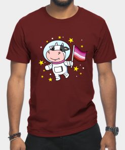 Lesbian T-Shirts - Lesbian Cow In Space Lesbian T-Shirt TP1503 14 - Lesbian Flag Lesbian Cow In Space Lesbian