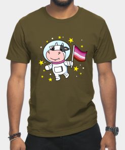 Lesbian T-Shirts - Lesbian Cow In Space Lesbian T-Shirt TP1503 15 - Lesbian Flag Lesbian Cow In Space Lesbian