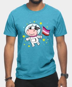 Lesbian T-Shirts - Lesbian Cow In Space Lesbian T-Shirt TP1503 17 - Lesbian Flag Lesbian Cow In Space Lesbian