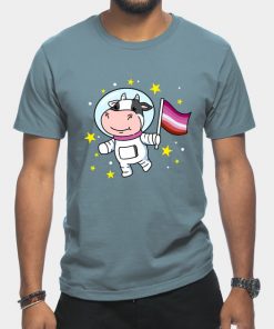 Lesbian T-Shirts - Lesbian Cow In Space Lesbian T-Shirt TP1503 18 - Lesbian Flag Lesbian Cow In Space Lesbian