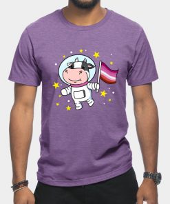 Lesbian T-Shirts - Lesbian Cow In Space Lesbian T-Shirt TP1503 19 - Lesbian Flag Lesbian Cow In Space Lesbian