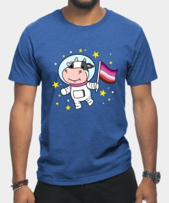 Lesbian T-Shirts - Lesbian Cow In Space Lesbian T-Shirt TP1503 2 - Lesbian Flag Lesbian Cow In Space Lesbian