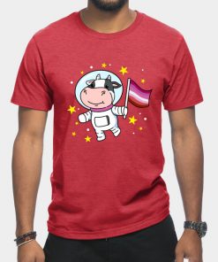 Lesbian T-Shirts - Lesbian Cow In Space Lesbian T-Shirt TP1503 3 - Lesbian Flag Lesbian Cow In Space Lesbian