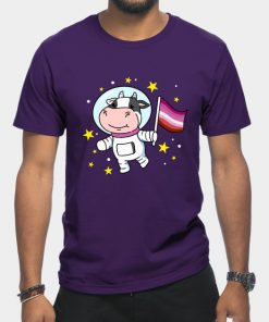 Lesbian T-Shirts - Lesbian Cow In Space Lesbian T-Shirt TP1503 4 - Lesbian Flag Lesbian Cow In Space Lesbian