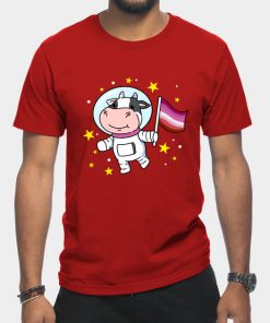 Lesbian T-Shirts - Lesbian Cow In Space Lesbian T-Shirt TP1503 6 - Lesbian Flag Lesbian Cow In Space Lesbian