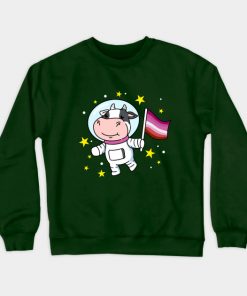 Lesbian Sweatshirts - Lesbian Cow In Space Lesbian Sweatshirt TP1503 2 - Lesbian Flag Lesbian Cow In Space Lesbian