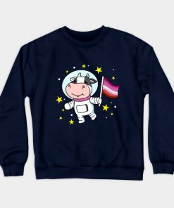 Lesbian Sweatshirts - Lesbian Cow In Space Lesbian Sweatshirt TP1503 4 - Lesbian Flag Lesbian Cow In Space Lesbian