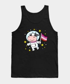 Lesbian Tank Tops - Lesbian Cow In Space Lesbian Tank Top TP1503 2 - Lesbian Flag Lesbian Cow In Space Lesbian