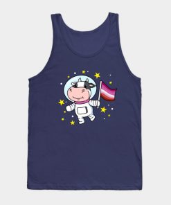 Lesbian Tank Tops - Lesbian Cow In Space Lesbian Tank Top TP1503 3 - Lesbian Flag Lesbian Cow In Space Lesbian