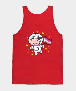 Lesbian Tank Tops - Lesbian Cow In Space Lesbian Tank Top TP1503 4 - Lesbian Flag Lesbian Cow In Space Lesbian
