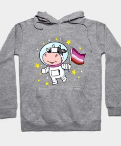 Lesbian Hoodies - Lesbian Cow In Space Lesbian Hoodie TP1503 2 - Lesbian Flag Lesbian Cow In Space Lesbian