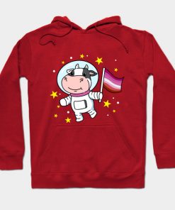 Lesbian Hoodies - Lesbian Cow In Space Lesbian Hoodie TP1503 3 - Lesbian Flag Lesbian Cow In Space Lesbian