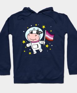 Lesbian Hoodies - Lesbian Cow In Space Lesbian Hoodie TP1503 5 - Lesbian Flag Lesbian Cow In Space Lesbian