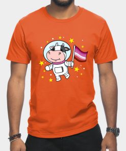 Lesbian T-Shirts - Lesbian Cow In Space Lesbian T-Shirt TP1503 9 - Lesbian Flag Lesbian Cow In Space Lesbian