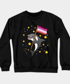 Lesbian Orca With Lesbian Pride Flag