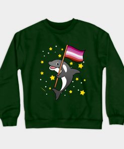 Lesbian Sweatshirts - Lesbian Orca With Lesbian Pride Flag Sweatshirt TP1503 2 - Lesbian Flag Lesbian Orca With Lesbian Pride Flag