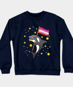 Lesbian Sweatshirts - Lesbian Orca With Lesbian Pride Flag Sweatshirt TP1503 4 - Lesbian Flag Lesbian Orca With Lesbian Pride Flag
