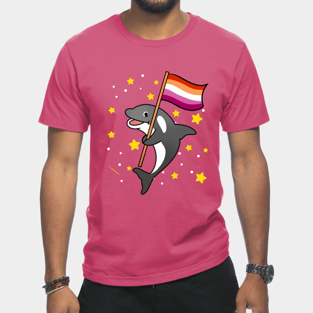 21594930_0-1 Orca With Orange Pink Lesbian Pride Flag