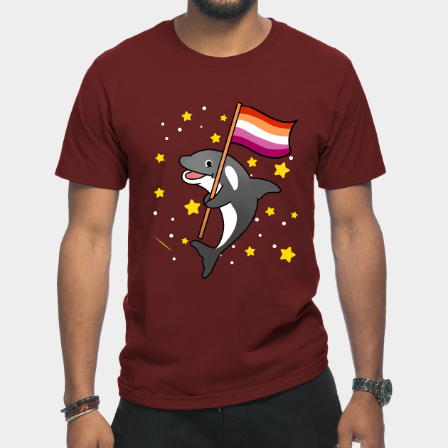 21594930_0-10 Orca With Orange Pink Lesbian Pride Flag