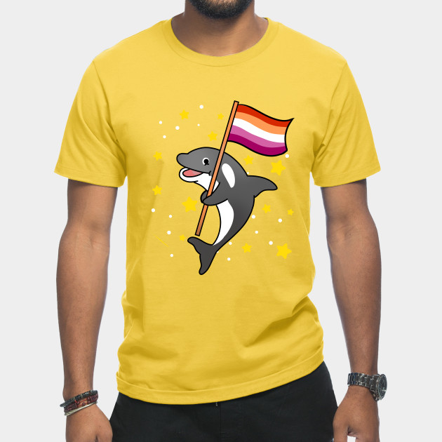 21594930_0-13 Orca With Orange Pink Lesbian Pride Flag