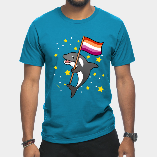 21594930_0-16 Orca With Orange Pink Lesbian Pride Flag