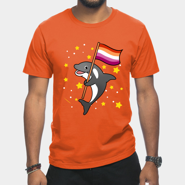 21594930_0-2 Orca With Orange Pink Lesbian Pride Flag