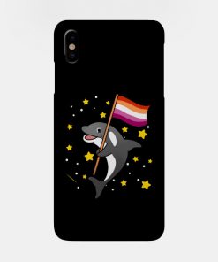 Orca With Orange Pink Lesbian Pride Flag