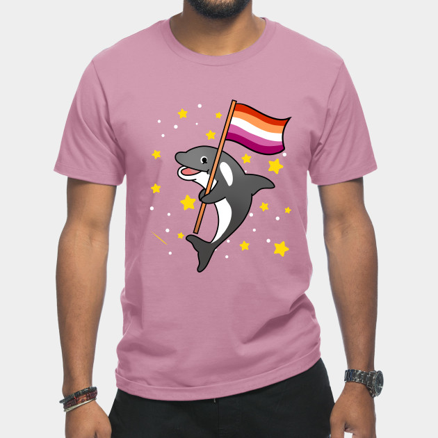 21594930_0-3 Orca With Orange Pink Lesbian Pride Flag
