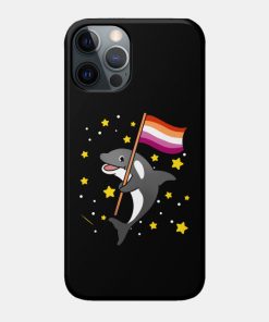 Lesbian Cases - Orca With Orange Pink Lesbian Pride Flag Phone Case TP1503 6 - Lesbian Flag Orca With Orange Pink Lesbian Pride Flag