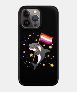 Lesbian Cases - Orca With Orange Pink Lesbian Pride Flag Phone Case TP1503 11 - Lesbian Flag Orca With Orange Pink Lesbian Pride Flag