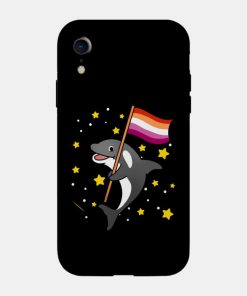 Lesbian Cases - Orca With Orange Pink Lesbian Pride Flag Phone Case TP1503 21 - Lesbian Flag Orca With Orange Pink Lesbian Pride Flag