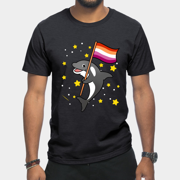 21594930_0-5 Orca With Orange Pink Lesbian Pride Flag