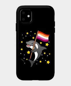 Lesbian Cases - Orca With Orange Pink Lesbian Pride Flag Phone Case TP1503 24 - Lesbian Flag Orca With Orange Pink Lesbian Pride Flag