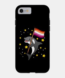 Lesbian Cases - Orca With Orange Pink Lesbian Pride Flag Phone Case TP1503 25 - Lesbian Flag Orca With Orange Pink Lesbian Pride Flag