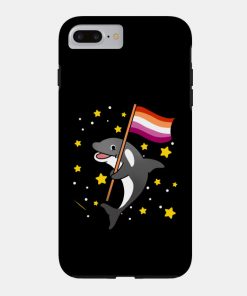 Lesbian Cases - Orca With Orange Pink Lesbian Pride Flag Phone Case TP1503 27 - Lesbian Flag Orca With Orange Pink Lesbian Pride Flag