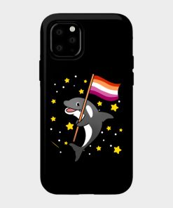 Lesbian Cases - Orca With Orange Pink Lesbian Pride Flag Phone Case TP1503 28 - Lesbian Flag Orca With Orange Pink Lesbian Pride Flag