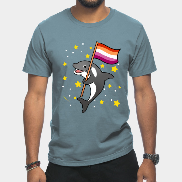 21594930_0-6 Orca With Orange Pink Lesbian Pride Flag