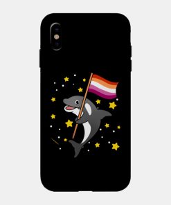 Lesbian Cases - Orca With Orange Pink Lesbian Pride Flag Phone Case TP1503 29 - Lesbian Flag Orca With Orange Pink Lesbian Pride Flag