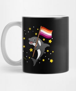 Orca With Orange Pink Lesbian Pride Flag