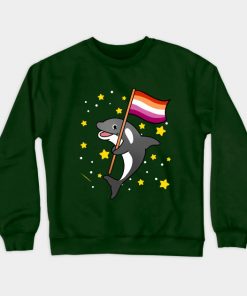 Lesbian Sweatshirts - Orca With Orange Pink Lesbian Pride Flag Sweatshirt TP1503 3 - Lesbian Flag Orca With Orange Pink Lesbian Pride Flag