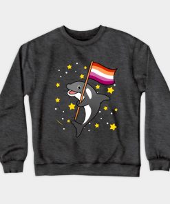 Lesbian Sweatshirts - Orca With Orange Pink Lesbian Pride Flag Sweatshirt TP1503 4 - Lesbian Flag Orca With Orange Pink Lesbian Pride Flag