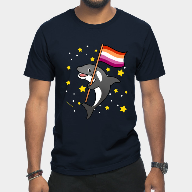 21594930_0-7 Orca With Orange Pink Lesbian Pride Flag