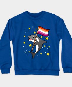Lesbian Sweatshirts - Orca With Orange Pink Lesbian Pride Flag Sweatshirt TP1503 5 - Lesbian Flag Orca With Orange Pink Lesbian Pride Flag
